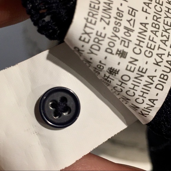 Floral Crochet Zara Blouse Navy Blue Three Quarter Sleeve - Picture 8 of 14